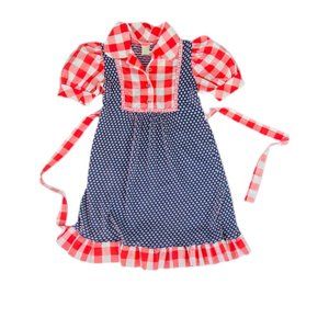 Vintage Girl's Red/White/Blue Short Sleeve Dress | Size 12